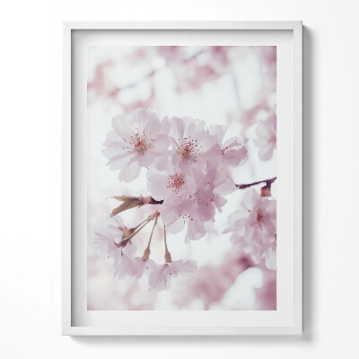 Tablou living cu rama Flori delicate de culoare roz pal