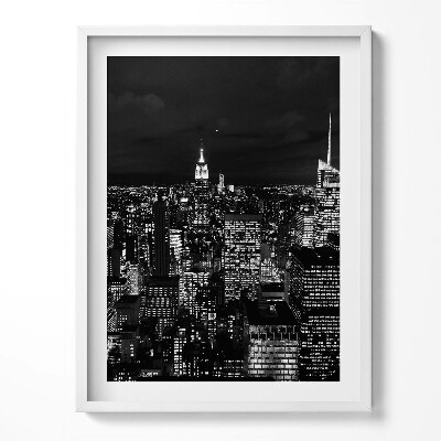 Tablou rama peisaj urban alb-negru noaptea