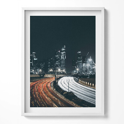 Tablou living cu rama Străzile aglomerate ale orașului noaptea