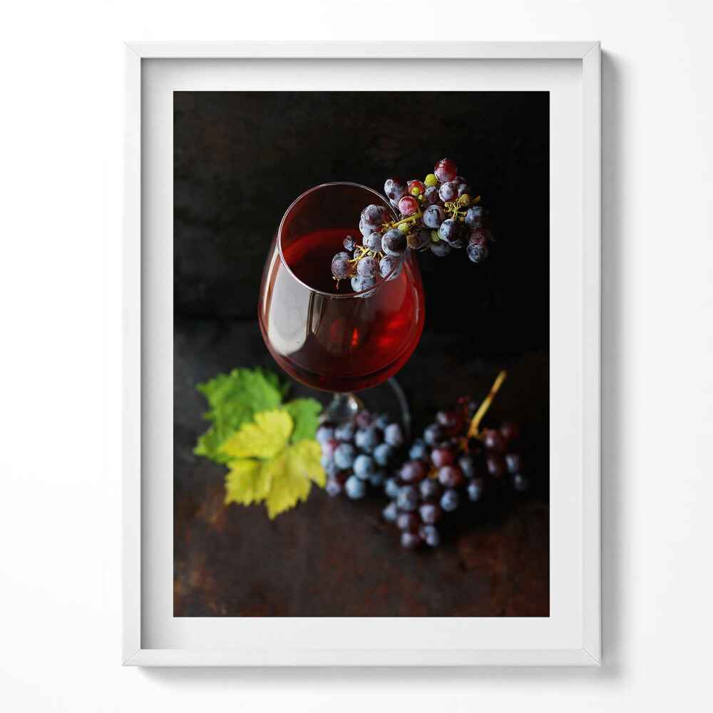 Tablou rama Un pahar de vin și struguri