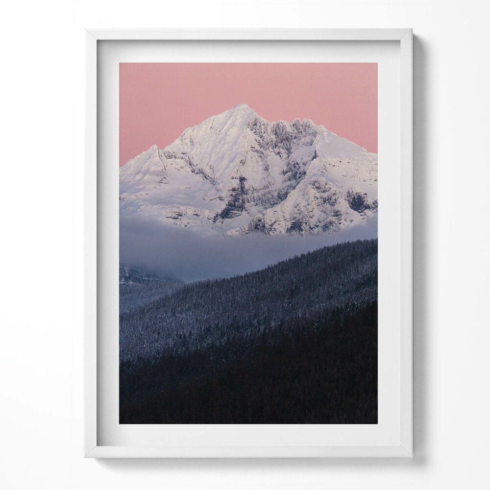 Tablou rama Pădure și vârf acoperit de zăpadă