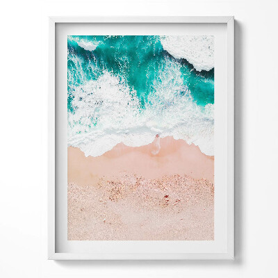 Tablou living cu rama Valurile mării pe plajă din vedere de pasăre