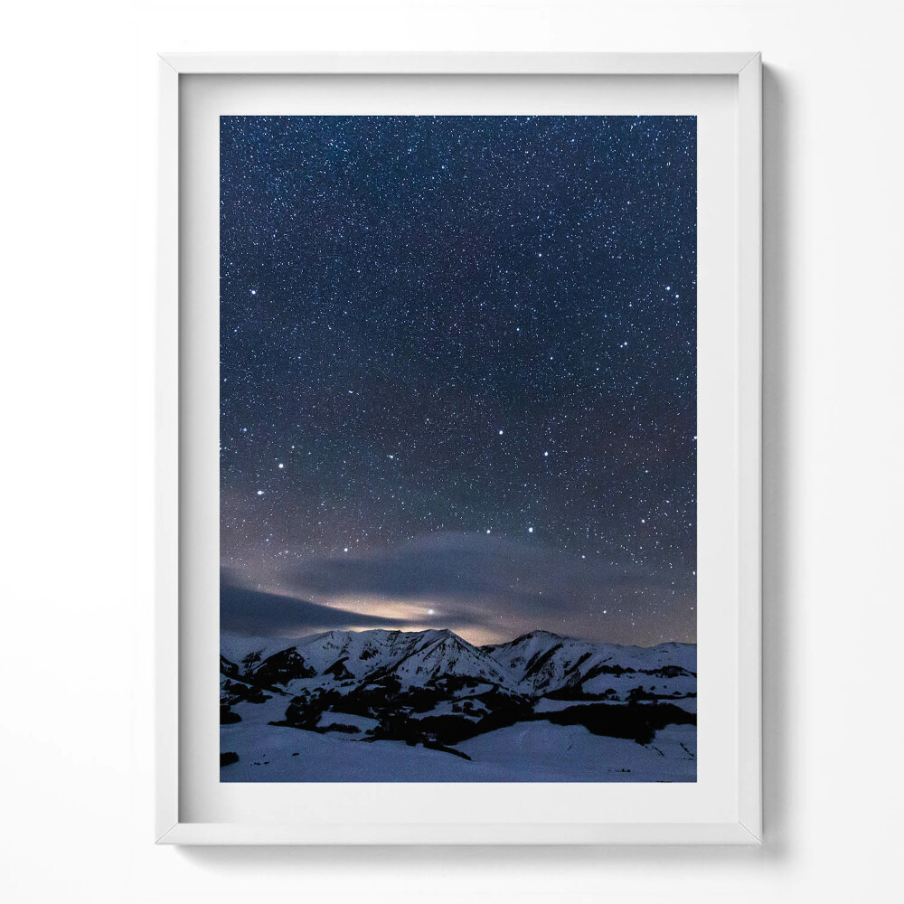 Tablou living cu rama Stele noaptea pe cerul munților