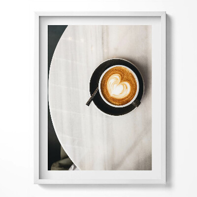 Tablou living cu rama O ceașcă de cafea cu inimă
