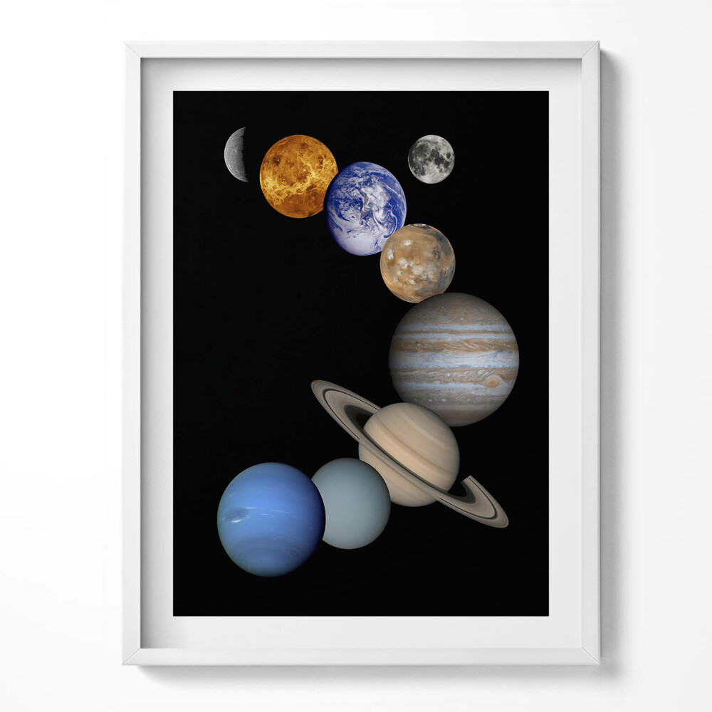 Tablou living cu rama Ilustrație cu planetele sistemului solar