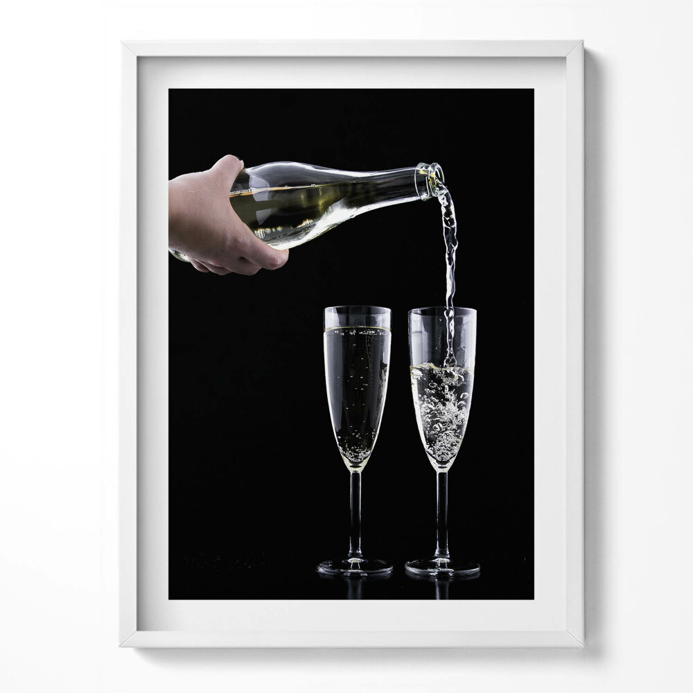 Tablou rama Două pahare și șampanie
