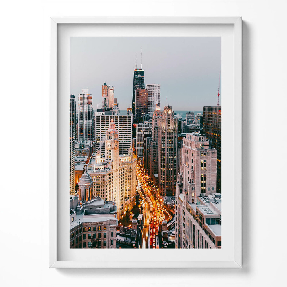 Tablou rama Panoramă a unui oraș mare seara