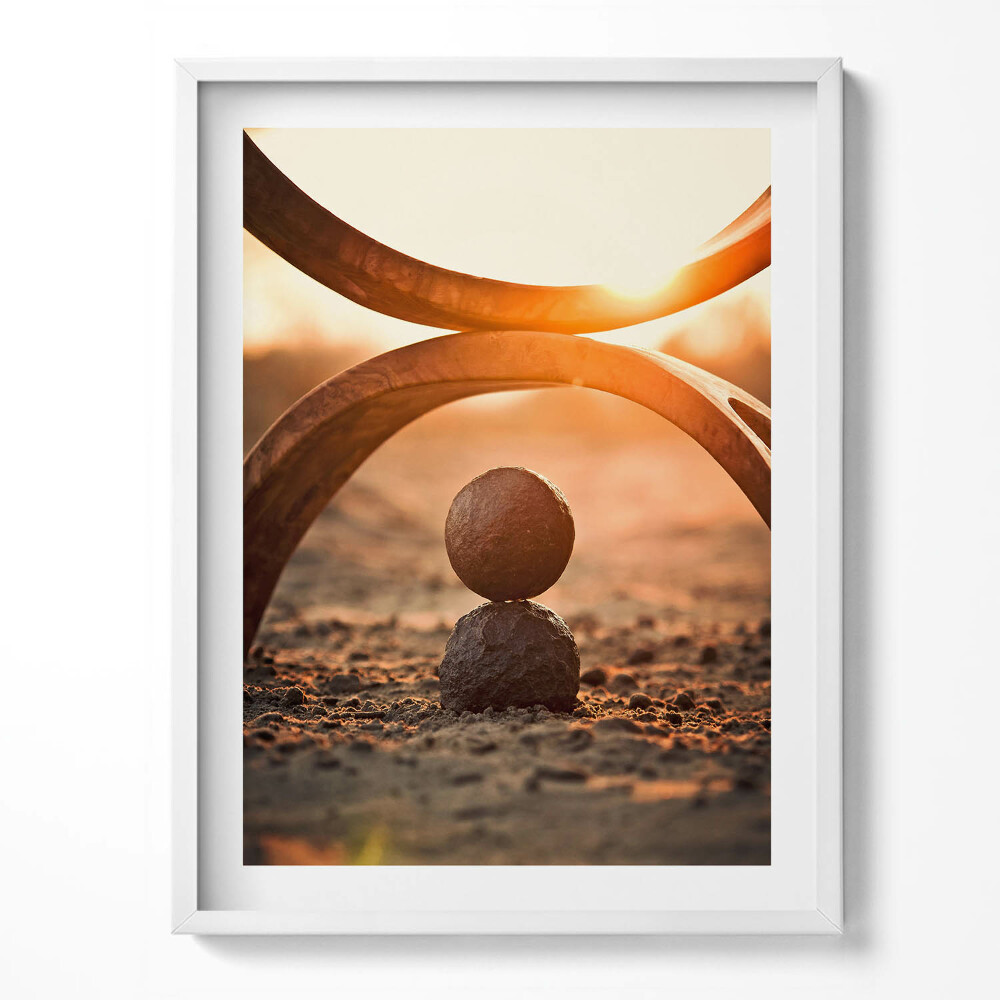 Tablou living cu rama Două bile de piatră pe plaja ZEN