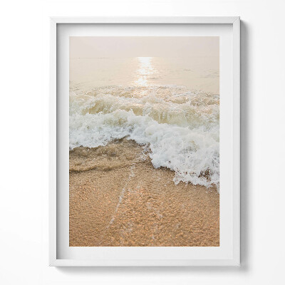 Tablou living cu rama Valuri de apă pe plajă în sepia