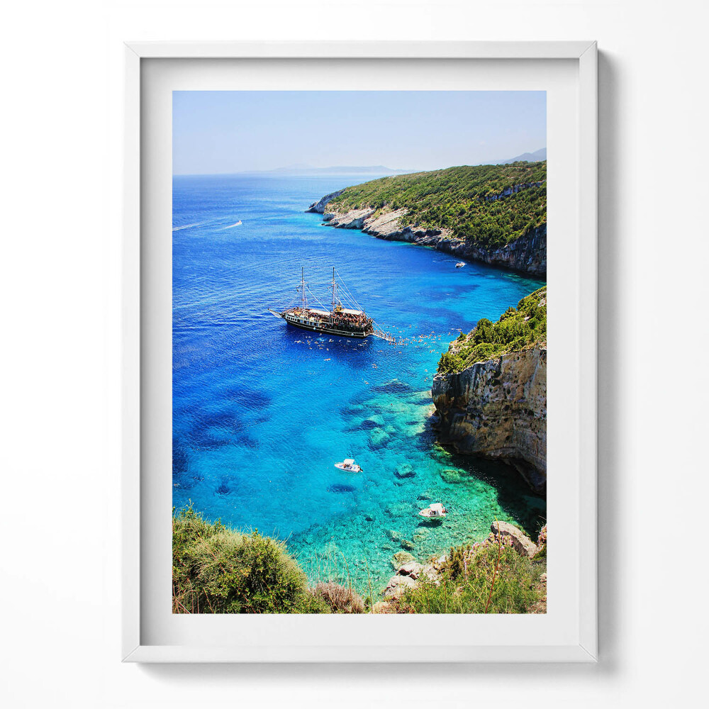 Tablou rama Peisaj al unei nave pe mare și pe țărm