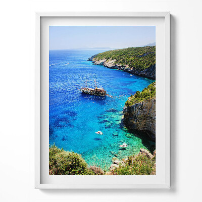 Tablou rama Peisaj al unei nave pe mare și pe țărm