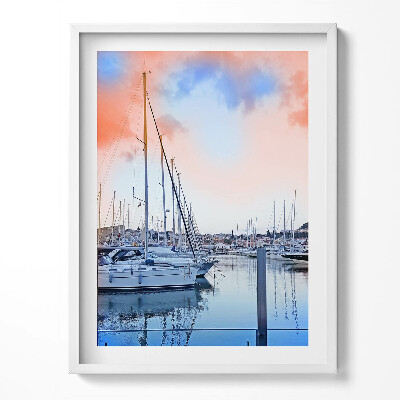 Tablou living cu rama Peisaj cu bărci pe lac