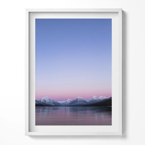 Tablou living cu rama Peisaj de munți și lacuri, minimalism