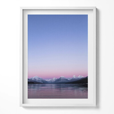 Tablou living cu rama Peisaj de munți și lacuri, minimalism