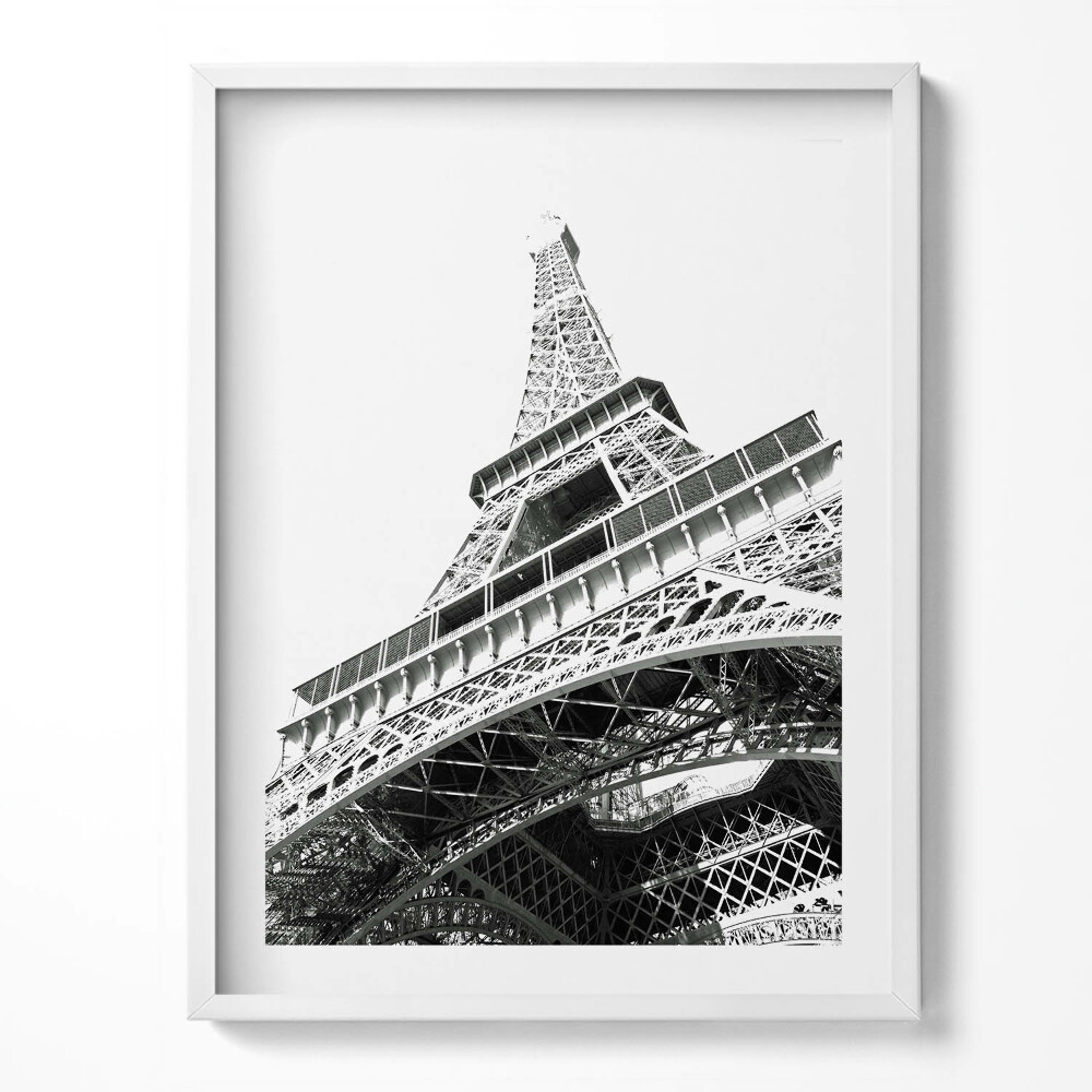 Tablou living cu rama Turnul Eiffel alb-negru din Paris