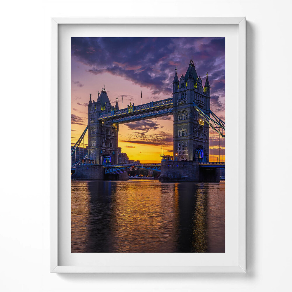 Tablou rama Podul Brooklyn și suprafața apei din Londra