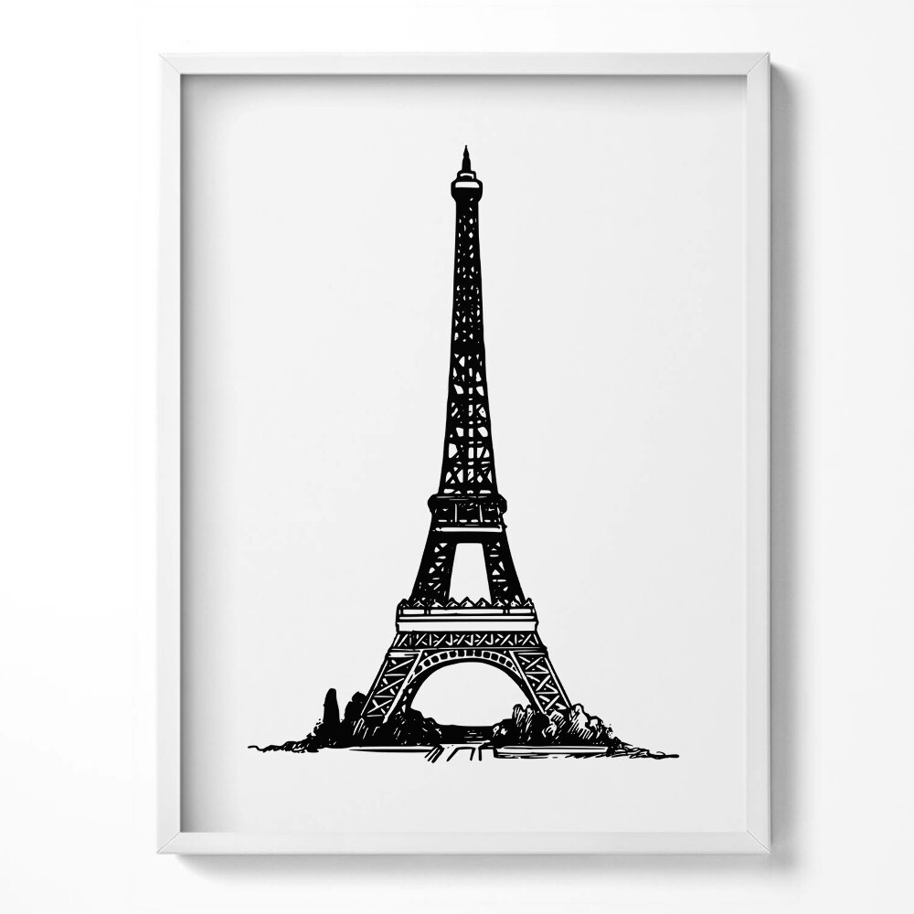 Tablou living cu rama Ilustrație a Turnului Eiffel