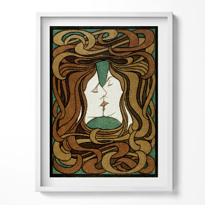 Tablou rama Ilustrație cu două femei sărutându-se