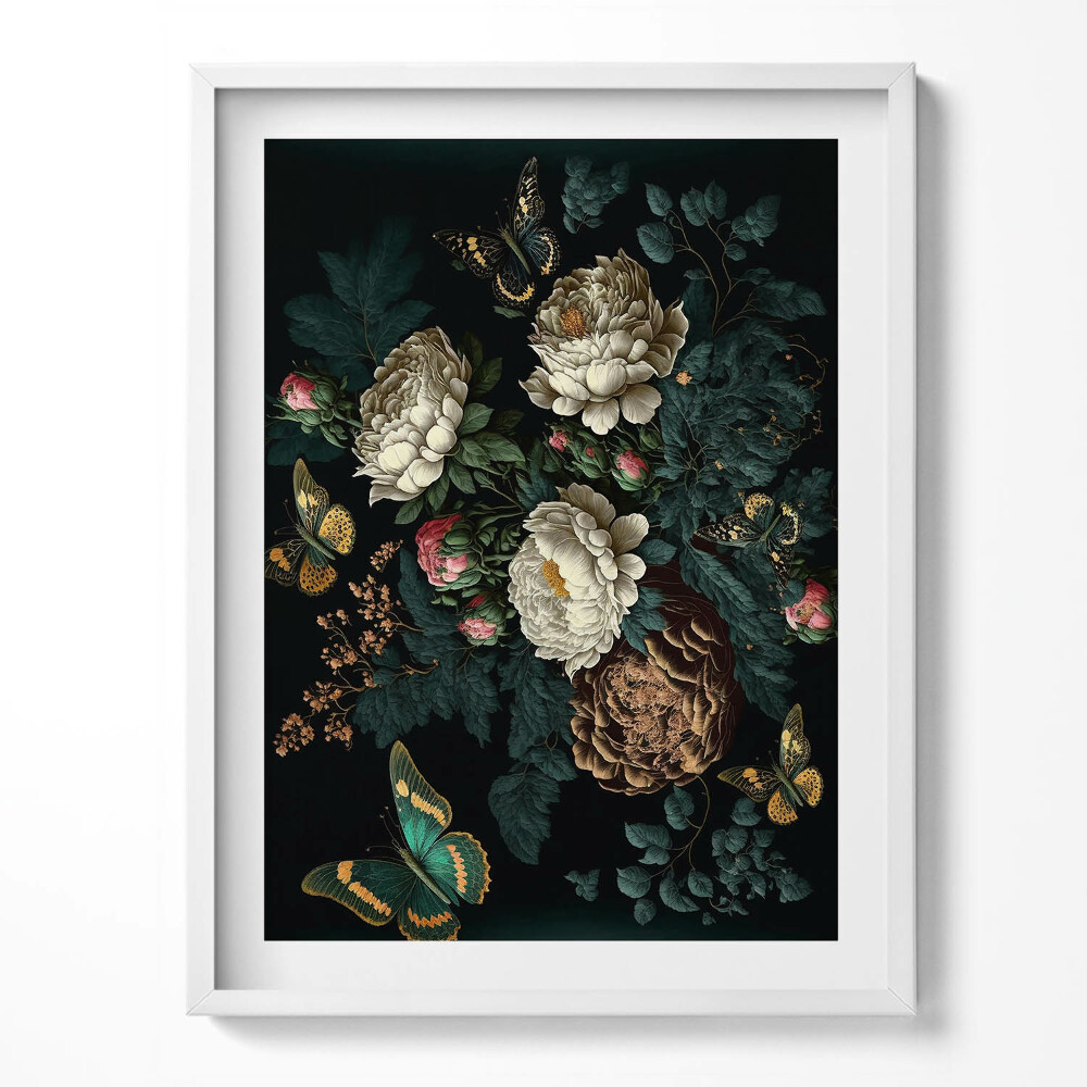 Tablou living cu rama Model botanic de flori