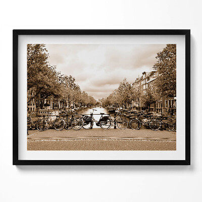Tablou rama Vedere a Amsterdamului cu biciclete