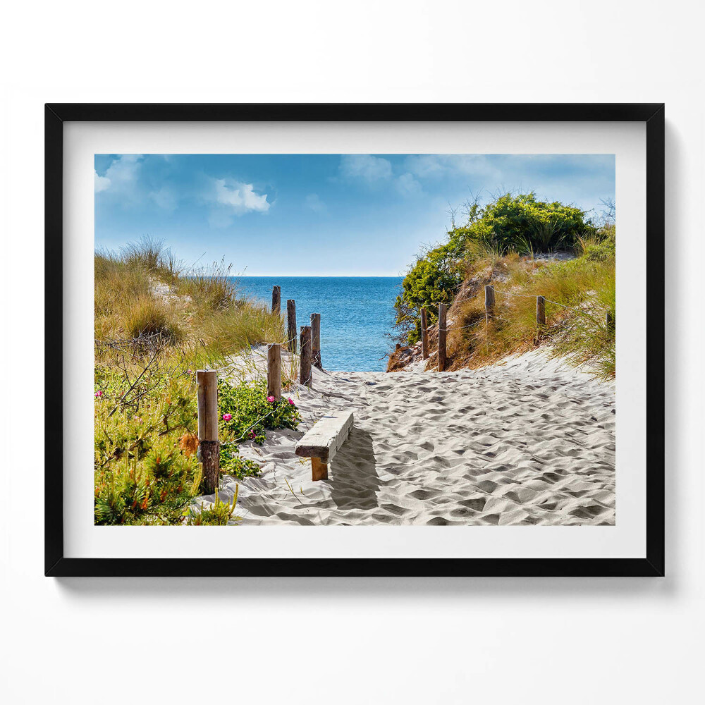 Tablou living cu rama Drum nisipos spre plajă și mare