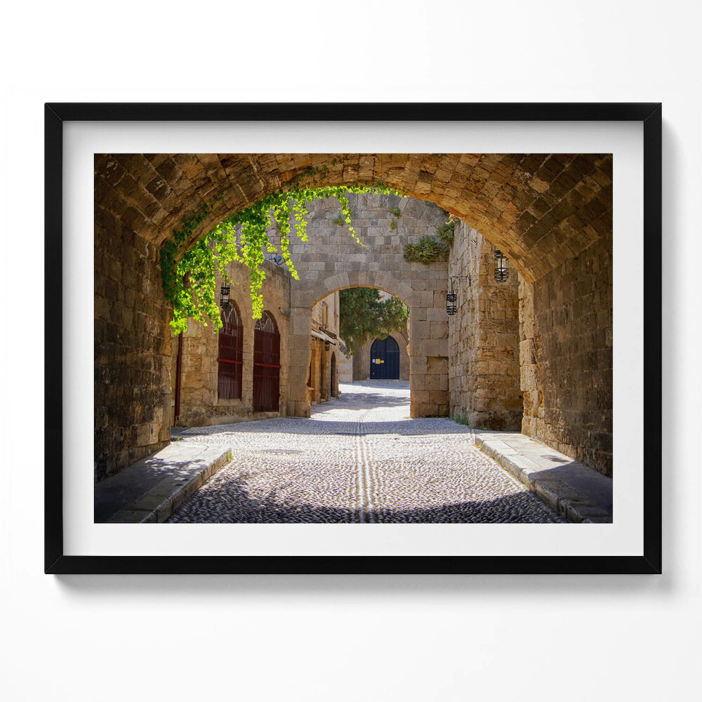 Tablou living cu rama Strada Medievală Rhodos Grecia