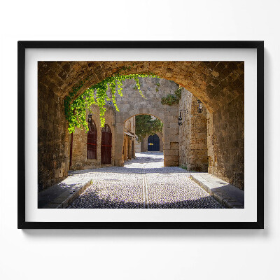 Tablou living cu rama Strada Medievală Rhodos Grecia