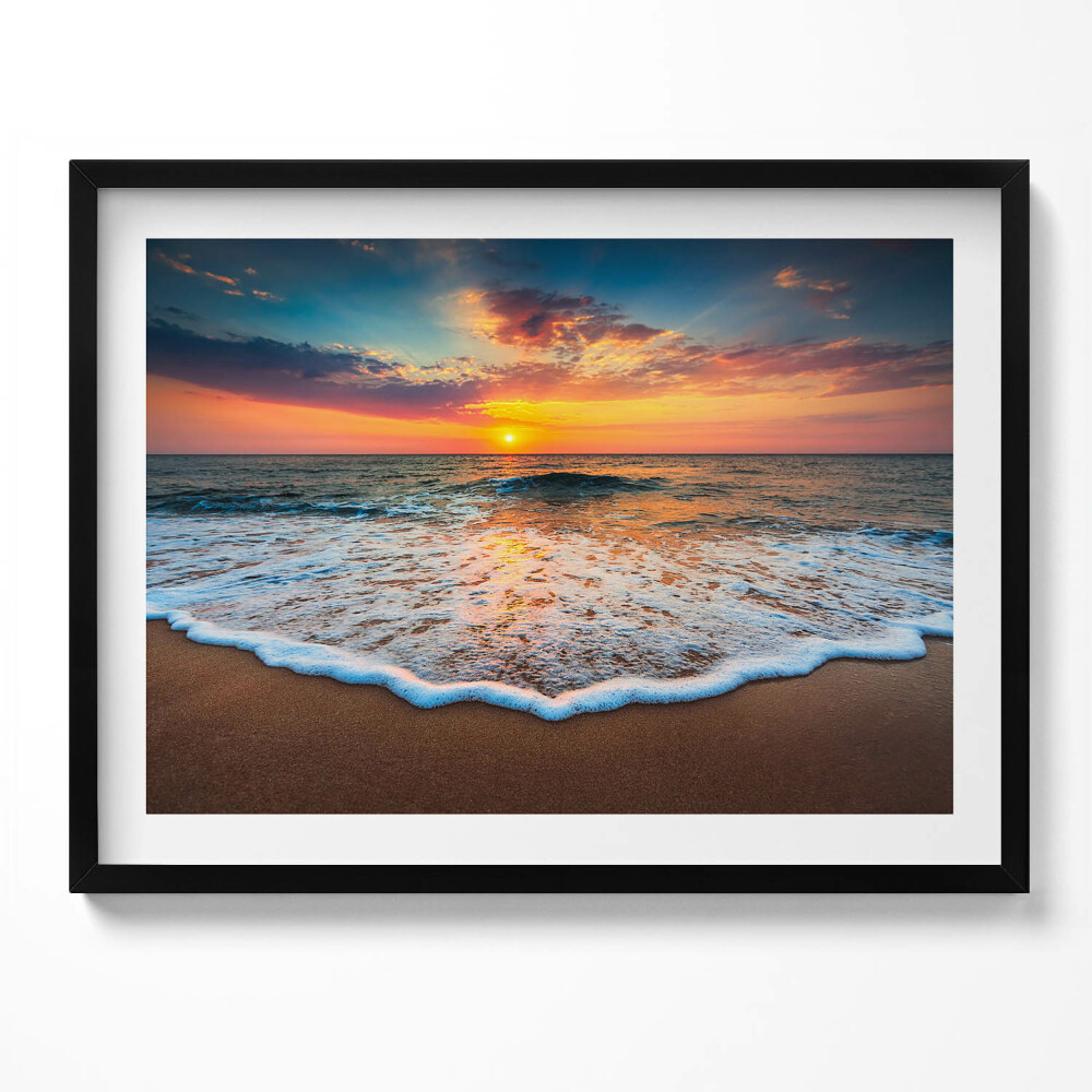 Tablou living cu rama Peisaj cu apusul soarelui peste mare