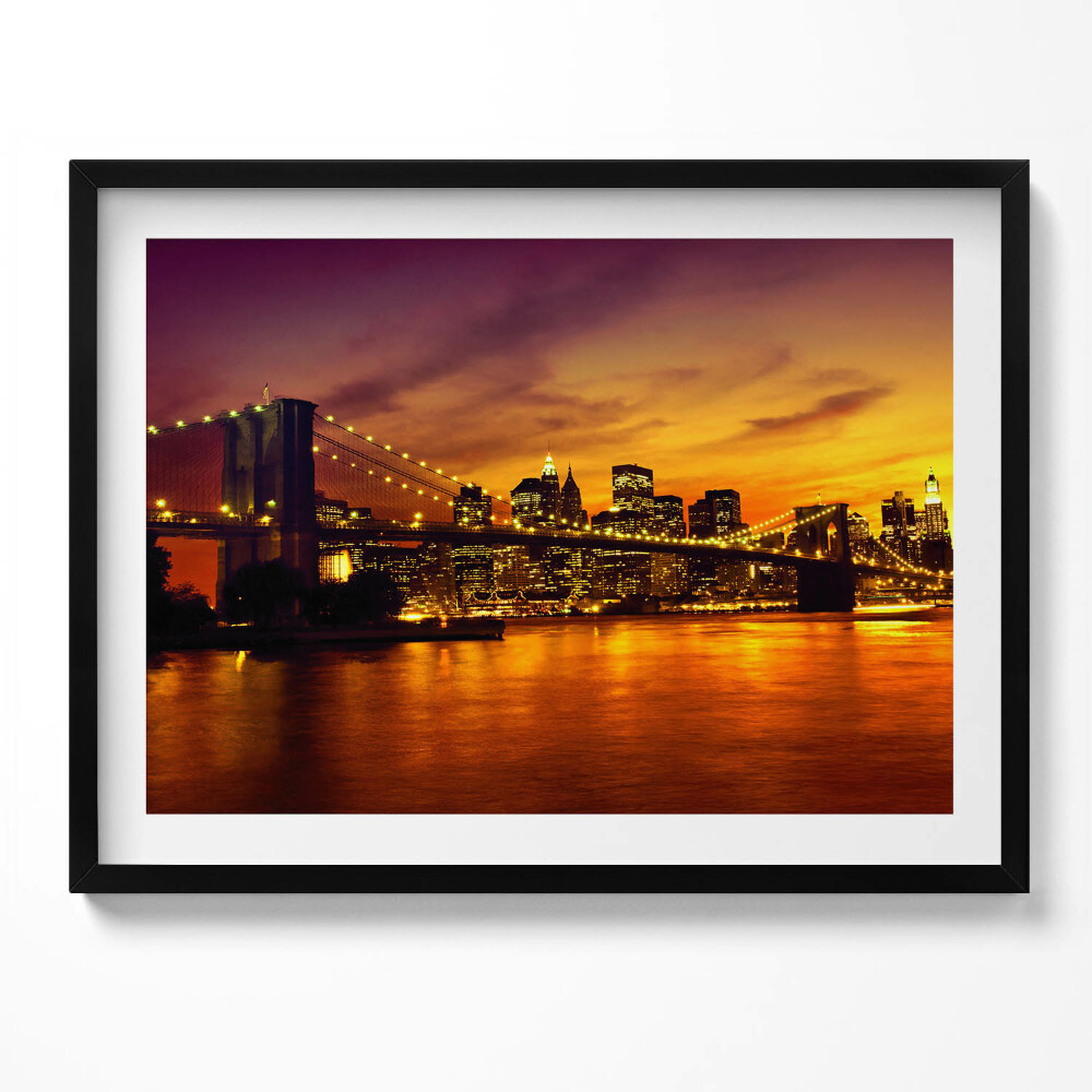 Tablou rama Vedere de seară a podului Brooklyn