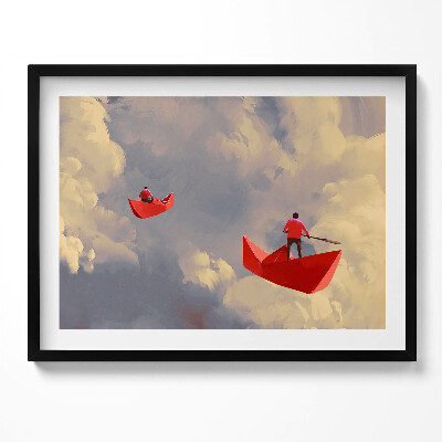 Tablou living cu rama Călătorind pe nave de hârtie