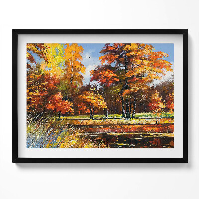 Tablou living cu rama Toamna pictată și râul