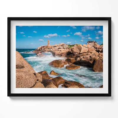 Tablou rama Apă, pietre și un far