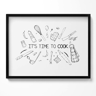 Tablou living cu rama E timpul să gătim - semn de bucătărie