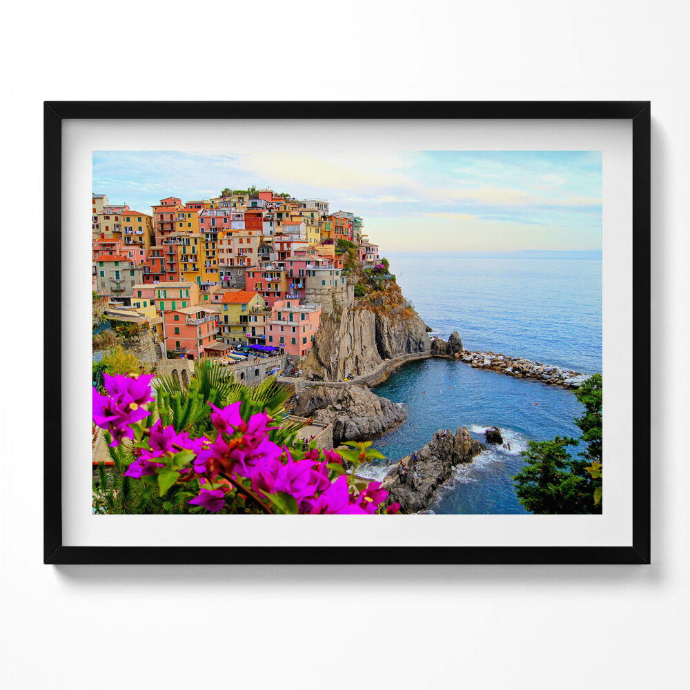 Tablou rama Flori și coasta Cinque Terre, Italia