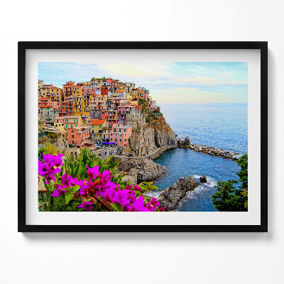 Tablou rama Flori și coasta Cinque Terre, Italia