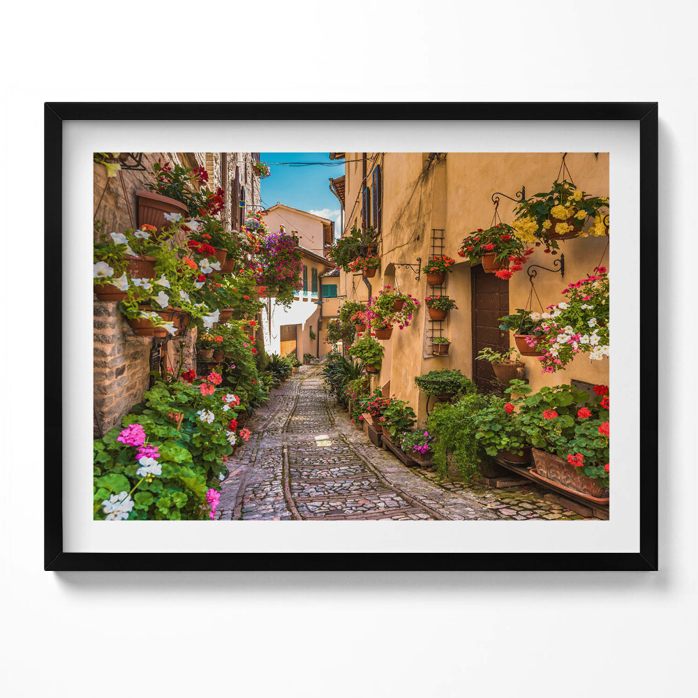 Tablou living cu rama Strada Florilor din orașul umbrian