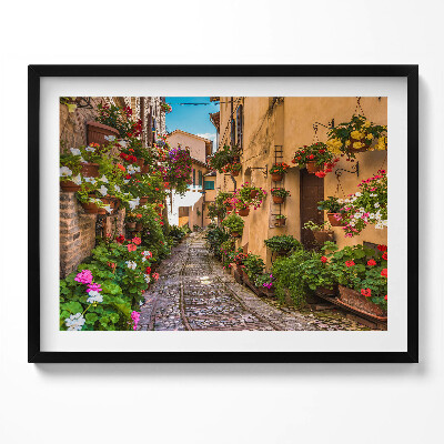 Tablou living cu rama Strada Florilor din orașul umbrian
