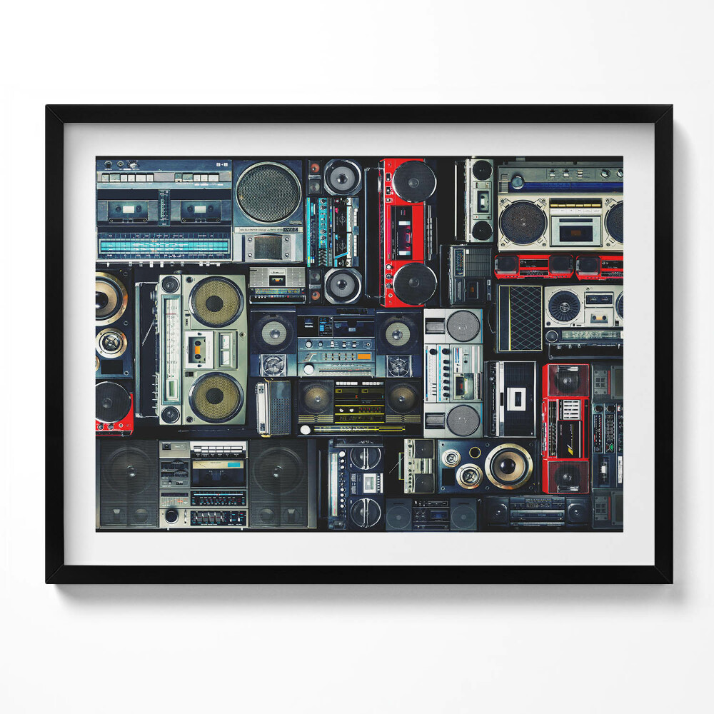 Tablou living cu rama Muzică - Boombox vintage