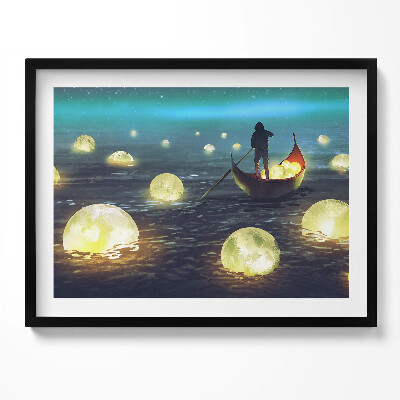 Tablou rama Ilustrație a bărcilor și a lunilor