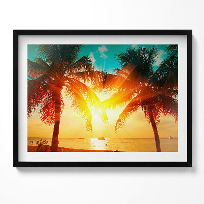 Tablou rama Vedere de vacanță - palmieri la apus