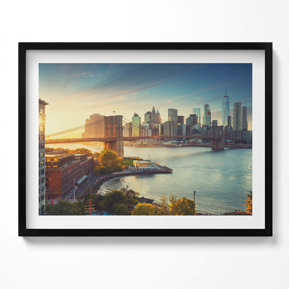 Tablou living cu rama Podul Brooklyn din New York, Manhattan