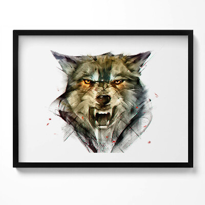 Tablou living cu rama Portretul desenat al unui lup