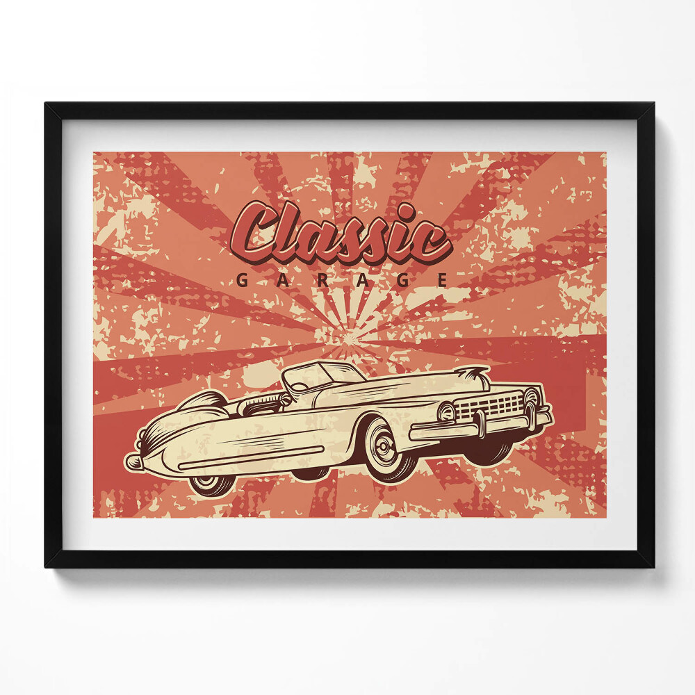 Tablou living cu rama Mașină retro de epocă grunge