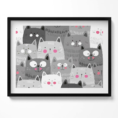 Tablou living cu rama Model cu pisici