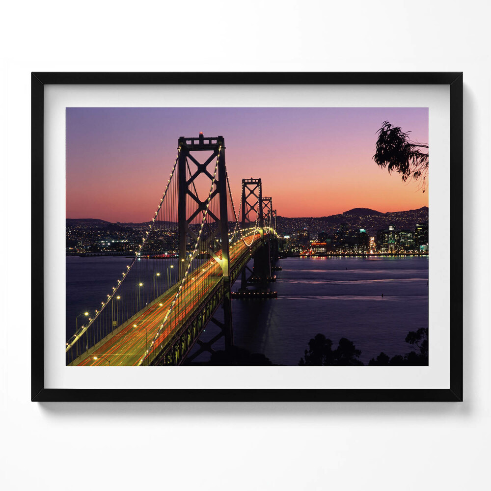 Tablou rama Podul și apusul de soare din San Francisco
