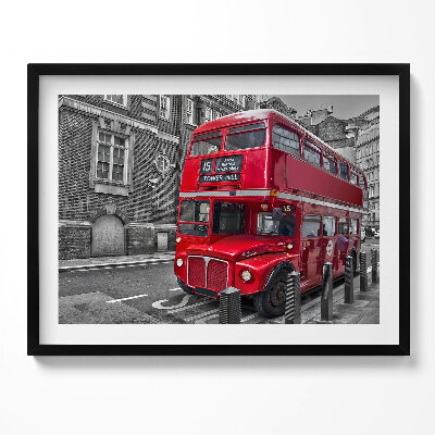 Tablou living cu rama Autobuz roșu cu etaj