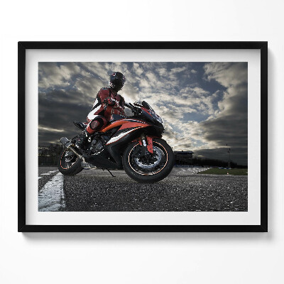 Tablou living cu rama Bărbat pe motocicletă
