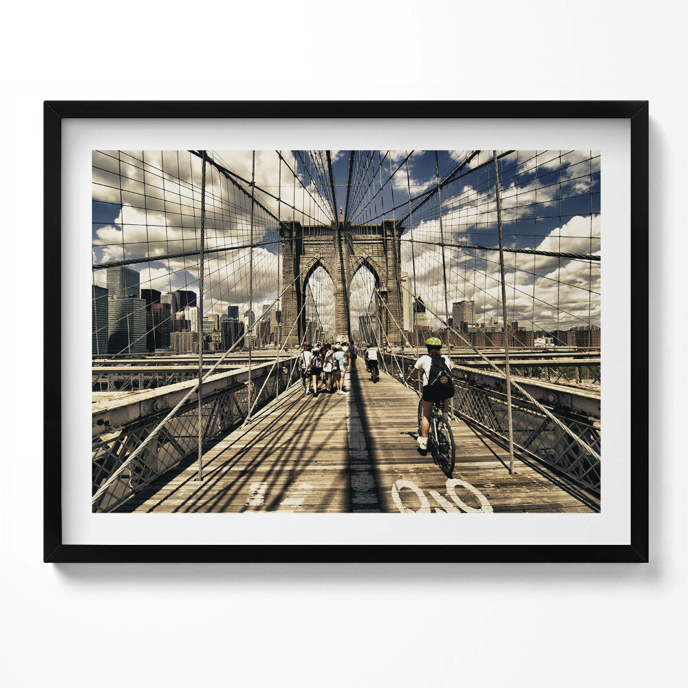 Tablou living cu rama Vedere a podului Brooklyn, New York