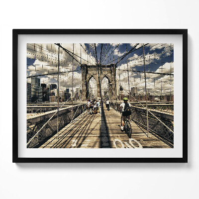 Tablou living cu rama Vedere a podului Brooklyn, New York