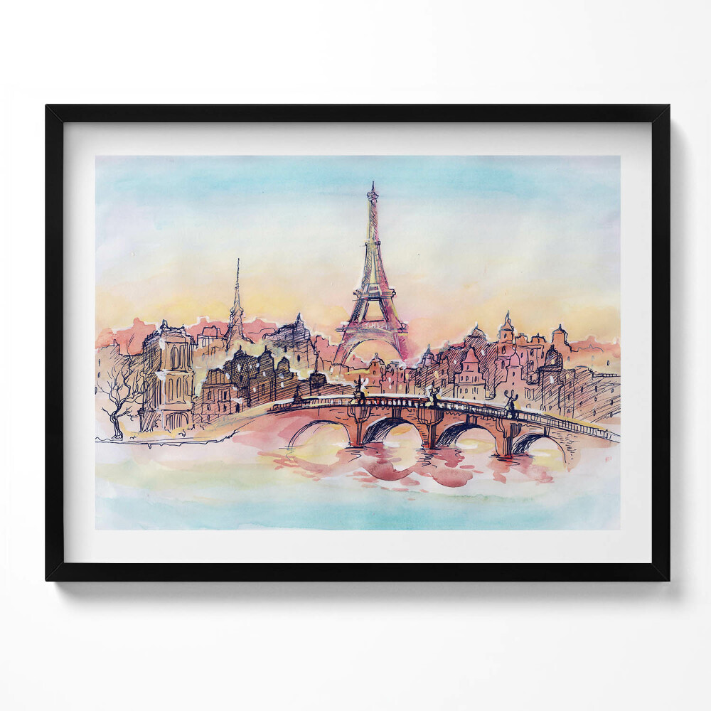 Tablou rama Vedere pictată a Parisului